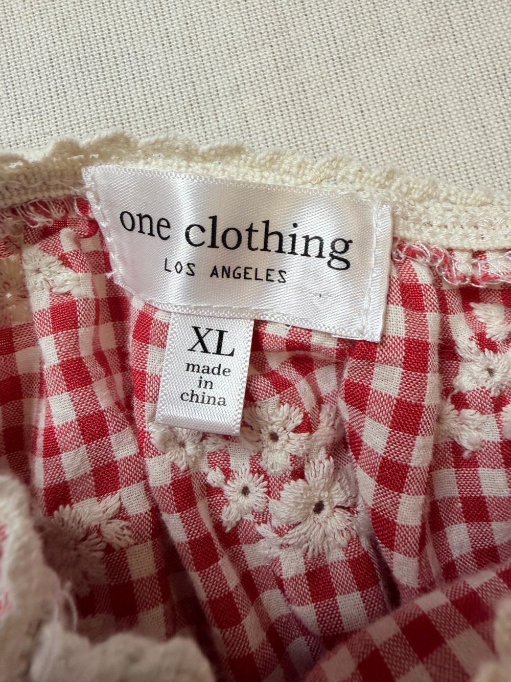 one clothing Red Gingham Tie-Front Puff Sleeve Blouse - Picture 7 of 8
